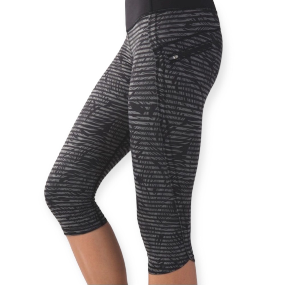 Lululemon Top Speed Cropped Leggings Black And Grey